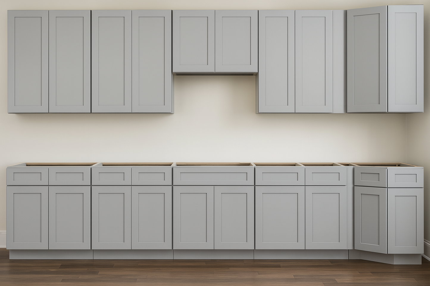 Heather Gray Solid Wood Kitchen Cabinet, Soft Close Door and Drawer
