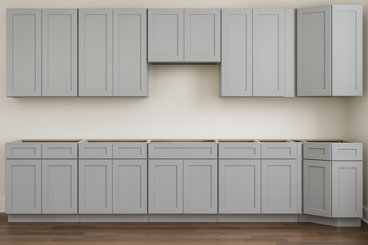 Heather Gray Solid Wood Kitchen Cabinet, Soft Close Door and Drawer