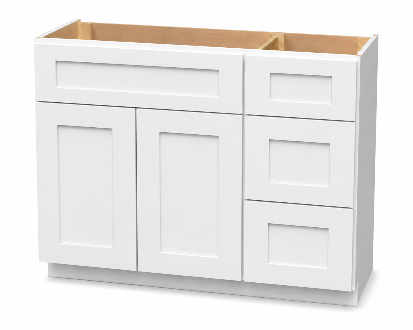 white shaker bathroom vanity solid wood, soft close with drawers