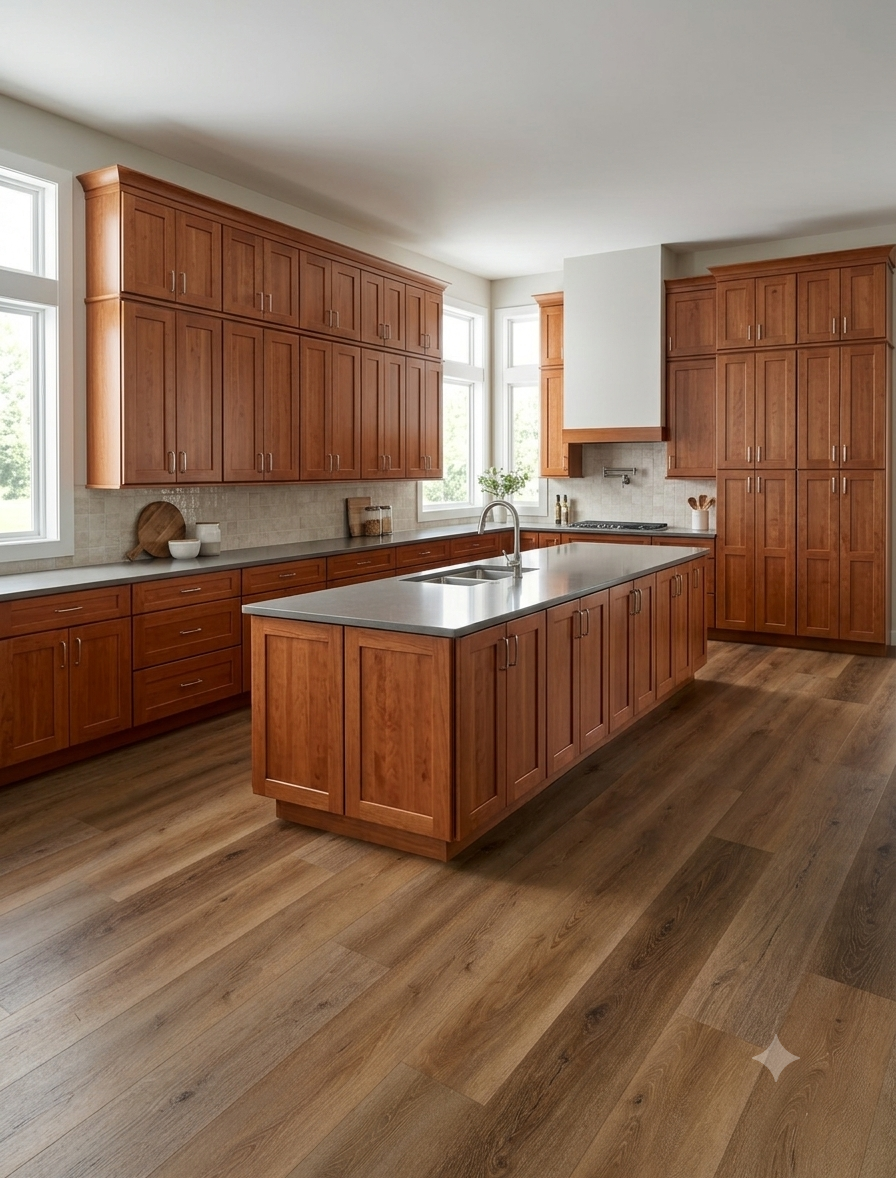 Cinnamon Shaker Kitchen Cabinet – Solid Wood, Soft-Close, Ready-to-Install (C1 Series)
