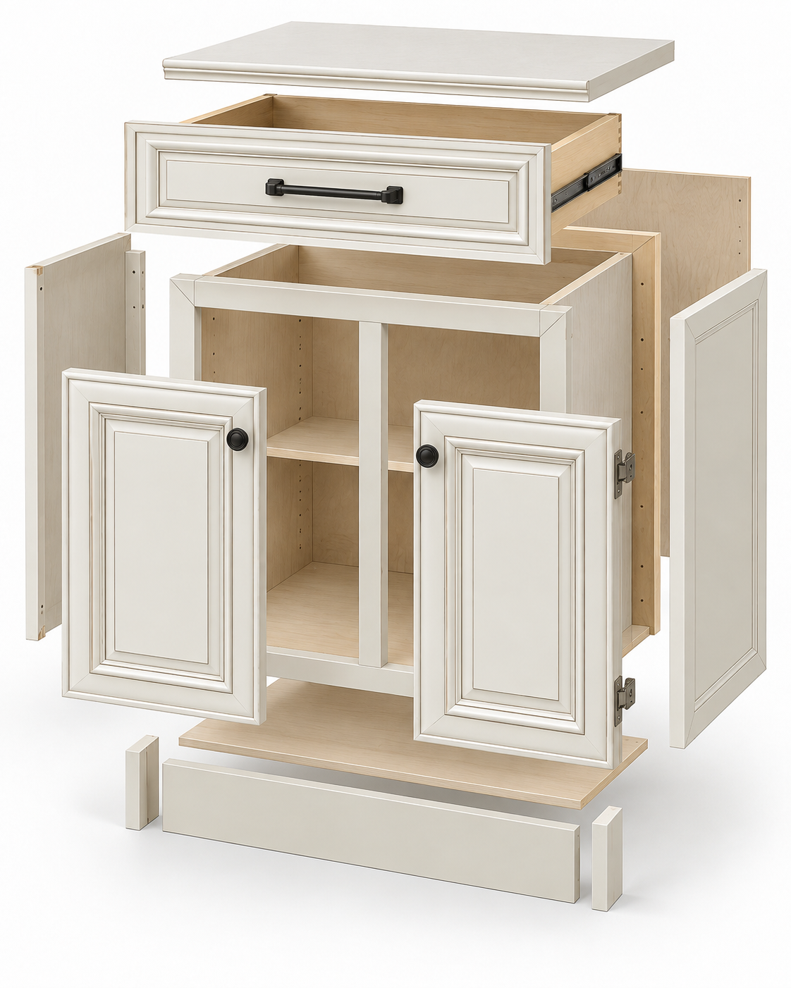 Pearl White shaker kitchen cabinet detail – Fino Surfaces