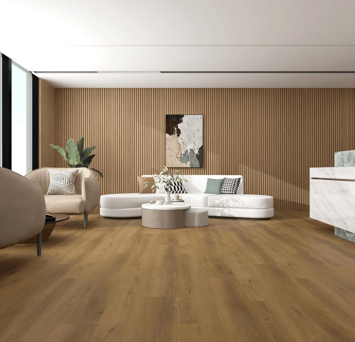 Montclair Bradley Oak SPC vinyl plank flooring by FINO Surfaces